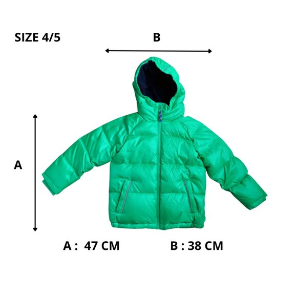 Crewcuts Green Puffer Jacket Kids Size 4/5 – Hooded Winter Coat Unisex - Picture 7 of 7